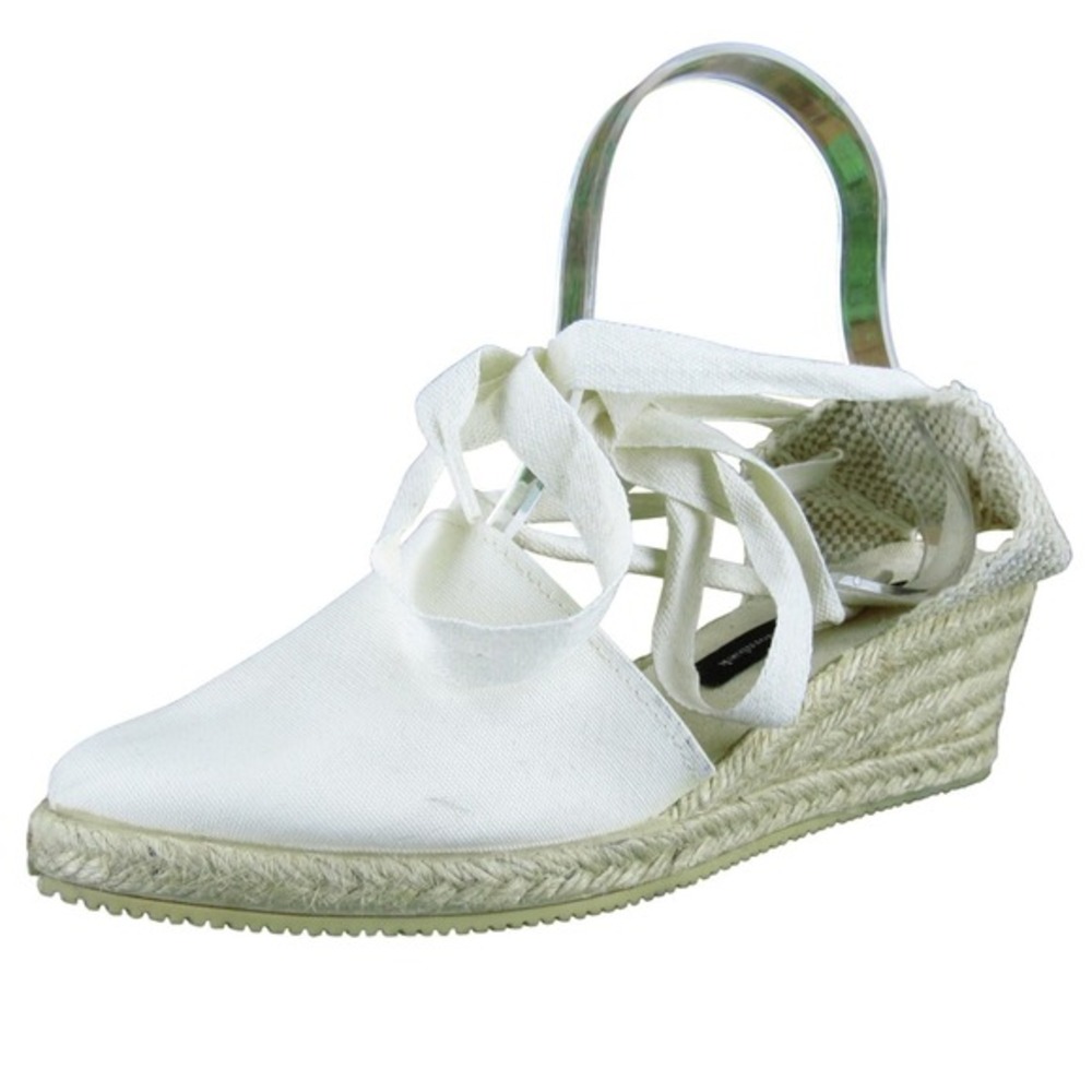Ilse Jacobsen‎ Women's  Espadrille White Fabric Sz 37 Medium Gently Used 2025